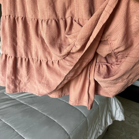 Women's Logenlook Mod Pink 3/4 sleeve short ruffle style dress SZ L flowy comfy - Picture 6 of 10